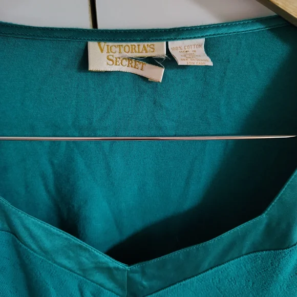 VTG 80s Victoria's Secret Gold Label Teal 100% Cotton Oversized M/L RN 70091 - Picture 3 of 5